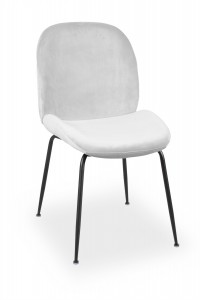 Scaun tapitat cu stofa si picioare metalice Joy Velvet Argintiu / Negru, l49xA63xH85 cm