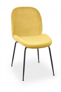 Scaun tapitat cu stofa si picioare metalice Joy Velvet Galben / Negru, l49xA63xH85 cm