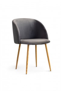 Scaun tapitat cu stofa, cu picioare metalice July II Dark Grey / Oak, l55xA61xH83 cm