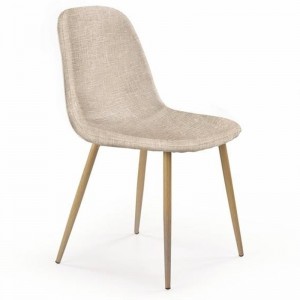 Scaun tapitat cu stofa, cu picioare metalice Kai-220 Stejar / Crem, l44xA53xH82 cm