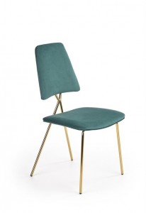 Scaun tapitat cu stofa, cu picioare metalice Kai-411 Velvet Verde Inchis / Auriu, l49xA51xH91 cm