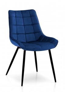 Scaun tapitat cu stofa, cu picioare metalice Kair Velvet Bleumarin / Negru, l53xA62xH84 cm