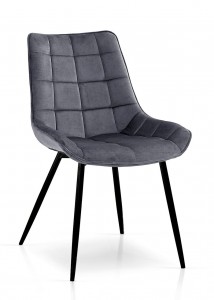 Scaun tapitat cu stofa, cu picioare metalice Kair Velvet Gri inchis / Negru, l53xA62xH84 cm