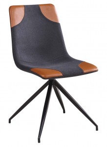 Scaun tapitat cu stofa, cu picioare metalice Lars Grey / Brown / Black, l46xA61xH85 cm