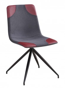 Scaun tapitat cu stofa, cu picioare metalice Lars Grey / Burgundy / Black, l46xA61xH85 cm