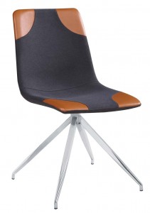 Scaun tapitat cu stofa, cu picioare metalice Lars I Dark Grey / Brown / Chrome, l46xA61xH85 cm