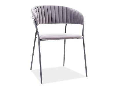 Scaun tapitat cu stofa si picioare metalice Lloyd B Velvet Gri / Negru, l56xA50xH78 cm