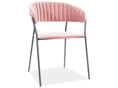 Scaun tapitat cu stofa si picioare metalice Lloyd B Velvet Roz / Negru, l56xA50xH78 cm