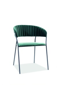 Scaun tapitat cu stofa si picioare metalice Lloyd B Velvet Verde inchis / Negru, l56xA50xH78 cm