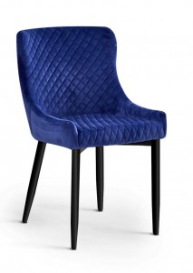 Scaun tapitat cu stofa, cu picioare metalice Logano Blue / Black, l53xA62xH82 cm