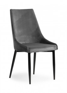 Scaun tapitat cu stofa, cu picioare metalice Luis Velvet Grey / Black, l49xA59xH95 cm