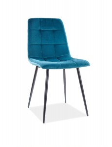 Scaun tapitat cu stofa, cu picioare metalice Miley Velvet Turcoaz / Negru, l45xA53xH86 cm