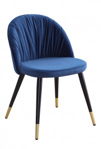 Scaun tapitat cu stofa, cu picioare metalice Monza Navy Blue / Black / Gold, l51xA53xH78 cm