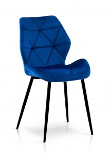 Scaun tapitat cu stofa, cu picioare metalice Napoli Albastru / Negru, l49xA55xH84 cm