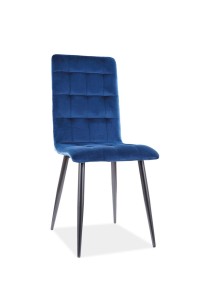 Scaun tapitat cu stofa si picioare metalice Otelis Velvet Bleumarin / Negru, l43xA53xH93 cm