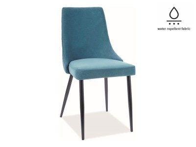 Scaun tapitat cu stofa, cu picioare metalice Pirro B Matt Petrol / Negru, l47xA59xH93 cm