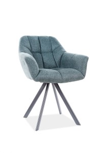 Scaun tapitat cu stofa, cu picioare metalice Romney Verde / Negru, l64xA45xH87 cm