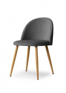 Scaun tapitat cu stofa, cu picioare metalice Song Comb Dark Grey / Oak, l50xA52xH78 cm