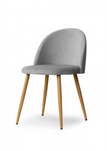 Scaun tapitat cu stofa, cu picioare metalice Song Comb Light Grey / Oak, l50xA52xH78 cm