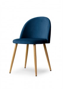 Scaun tapitat cu stofa, cu picioare metalice Song Comb Navy Blue / Oak, l50xA52xH78 cm