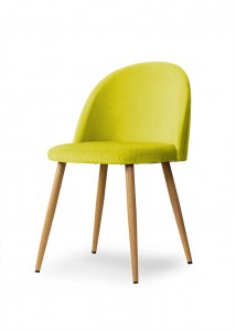 Scaun tapitat cu stofa, cu picioare metalice Song Comb Yellow / Oak, l50xA52xH78 cm