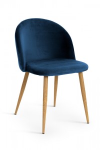 Scaun tapitat cu stofa, cu picioare metalice Song Navy Blue / Oak, l50xA52xH78 cm