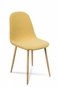 Scaun tapitat cu stofa, cu picioare metalice Timor Yellow / Oak, l44xA52xH87 cm