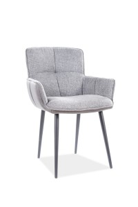 Scaun tapitat cu stofa, cu picioare metalice Tory Gri / Negru, l59xA46xH89 cm