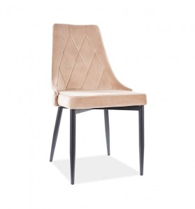 Scaun tapitat cu stofa si picioare metalice Trisha B Velvet Bej / Negru, l49xA59xH89 cm