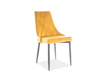 Scaun tapitat cu stofa si picioare metalice Trisha B Velvet Mustariu / Negru, l49xA59xH89 cm