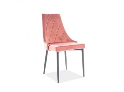 Scaun tapitat cu stofa si picioare metalice Trisha B Velvet Roz / Negru, l49xA59xH89 cm