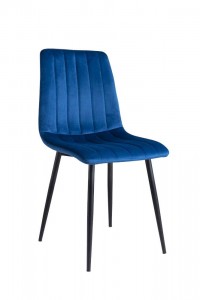 Scaun tapitat cu stofa, cu picioare metalice Tux Blue / Black, l45xA54xH88 cm