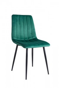 Scaun tapitat cu stofa, cu picioare metalice Tux Green / Black, l45xA54xH88 cm