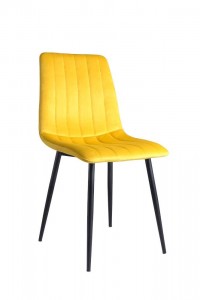 Scaun tapitat cu stofa, cu picioare metalice Tux Yellow / Black, l45xA54xH88 cm