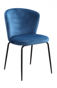 Scaun tapitat cu stofa si picioare metalice Viki Velvet Bleumarin / Negru, l51xA57xH80 cm