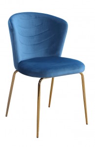 Scaun tapitat cu stofa, cu picioare metalice Viki Blue / Gold, l51xA57xH80 cm