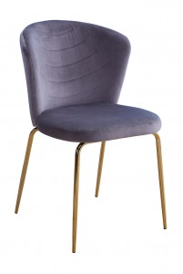 Scaun tapitat cu stofa si picioare metalice Viki Velvet Gri / Auriu, l51xA57xH80 cm