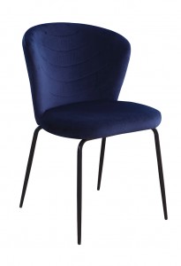 Scaun tapitat cu stofa, cu picioare metalice Viki Navy Blue / Black, l51xA57xH80 cm