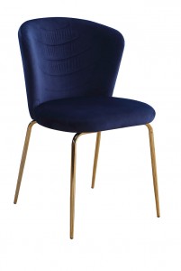 Scaun tapitat cu stofa, cu picioare metalice Viki Navy Blue / Gold, l51xA57xH80 cm