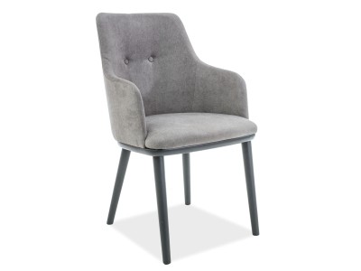 Scaun tapitat cu stofa si picioare din lemn Freida Gri / Grafit, l52xA48xH86 cm