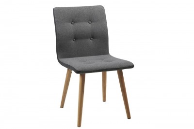 Scaun tapitat cu stofa si picioare din lemn Frida Gri Deschis / Gri Inchis / Stejar, l43xA55xH88 cm