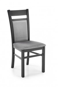 Scaun tapitat cu stofa si picioare din lemn, Garson II Velvet Gri / Negru, l46xA55xH97 cm