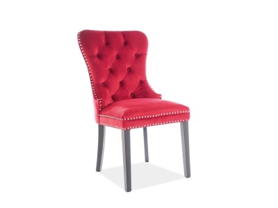 Scaun tapitat cu stofa si picioare din lemn Gusto Velvet Bordeaux / Negru, l56xA46xH98 cm