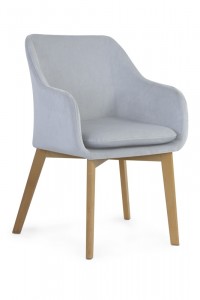 Scaun tapitat cu stofa si picioare din lemn, Huan Argintiu / Fag, l61xA63xH86 cm