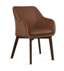 Scaun tapitat cu stofa si picioare din lemn, Huan Torre 5 / Nuc, l61xA63xH86 cm