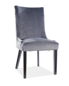 Scaun tapitat cu stofa si picioare din lemn, Leontine Velvet Gri / Negru, l51xA45xH99 cm