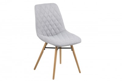 Scaun tapitat cu stofa si picioare din lemn Lif Gri Deschis / Stejar, l46xA57xH85 cm