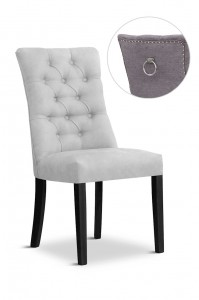 Scaun tapitat cu stofa si picioare din lemn, Lord II Velvet Argintiu / Negru, l51xA62xH100 cm