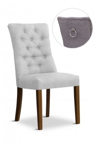 Scaun tapitat cu stofa si picioare din lemn, Lord II Velvet Argintiu / Nuc, l51xA62xH100 cm