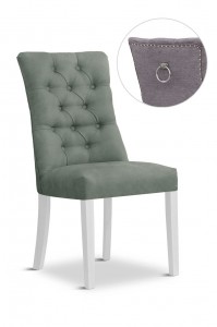 Scaun tapitat cu stofa si picioare din lemn, Lord II Velvet Gri / Alb, l51xA62xH100 cm